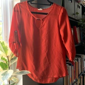 Chiffon shirt with gold accent